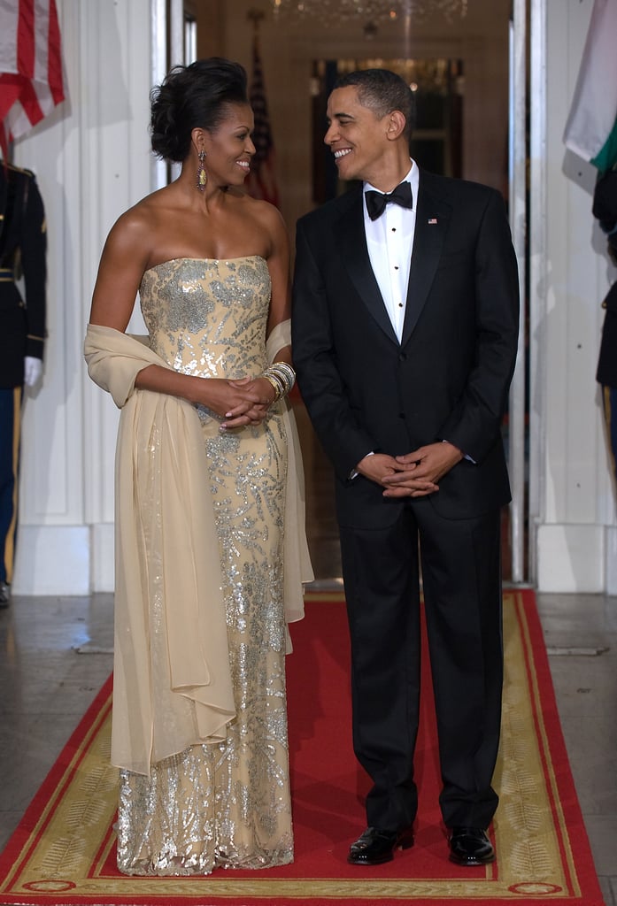 Michelle wearing Naeem Khan at a 2009 state dinner.