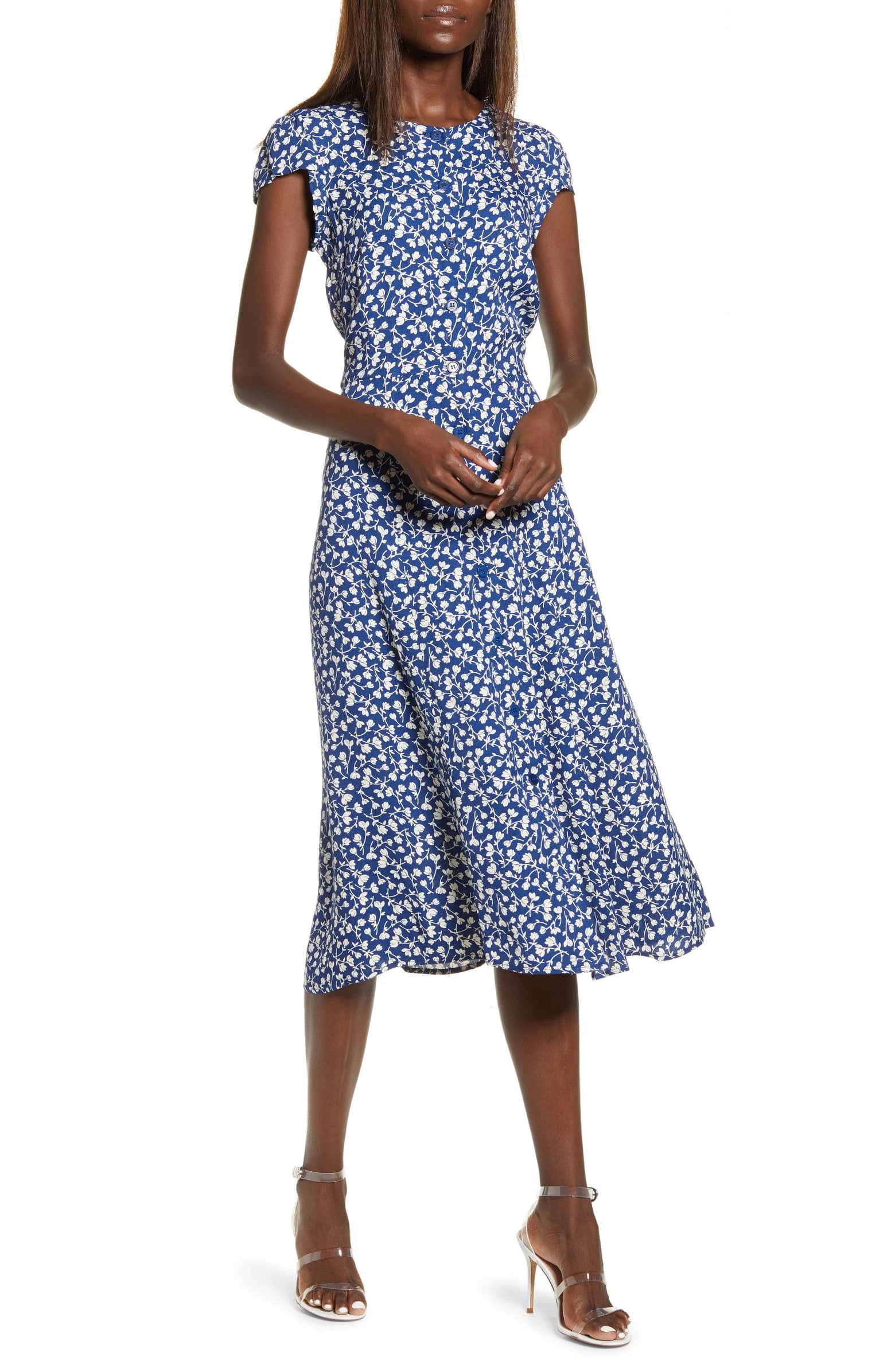 Reformation Fauna Front Button Midi Dress Just a Bunch of Cute