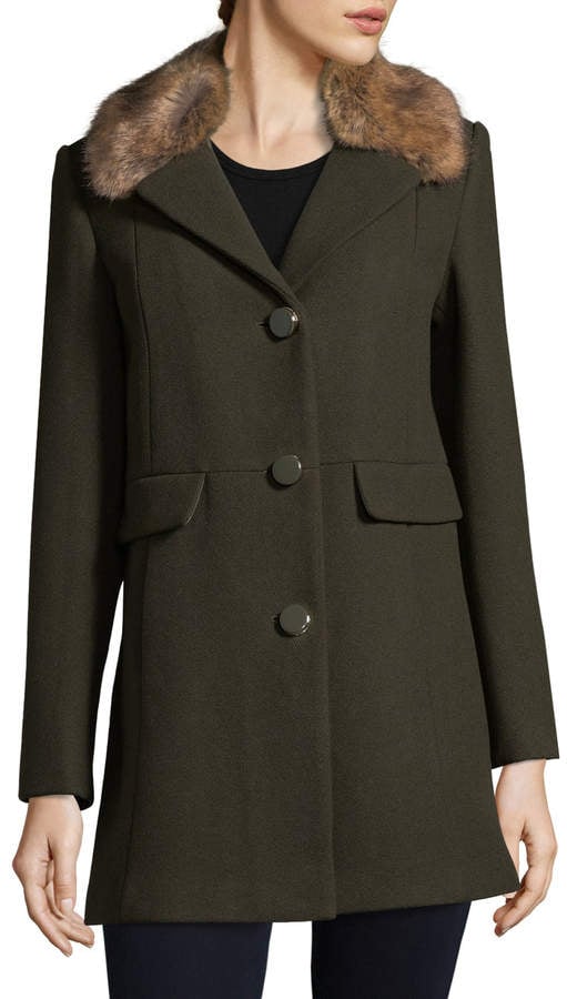 Kate Spade Faux Fur-Trimmed Wool-Blend Coat