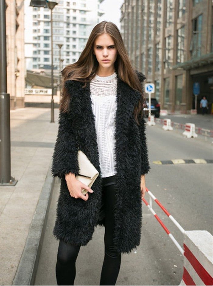 Gloria JR Fuzzy Faux Lamb Fur Coat