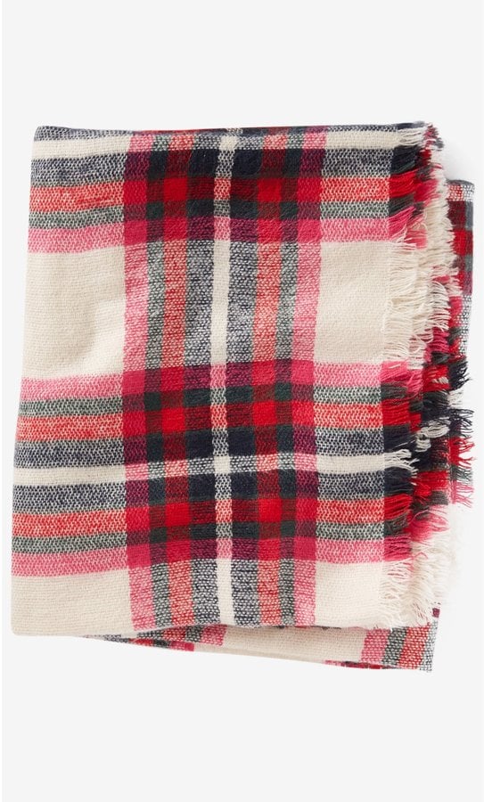 Ivory Plaid Blanket Scarf ($40)