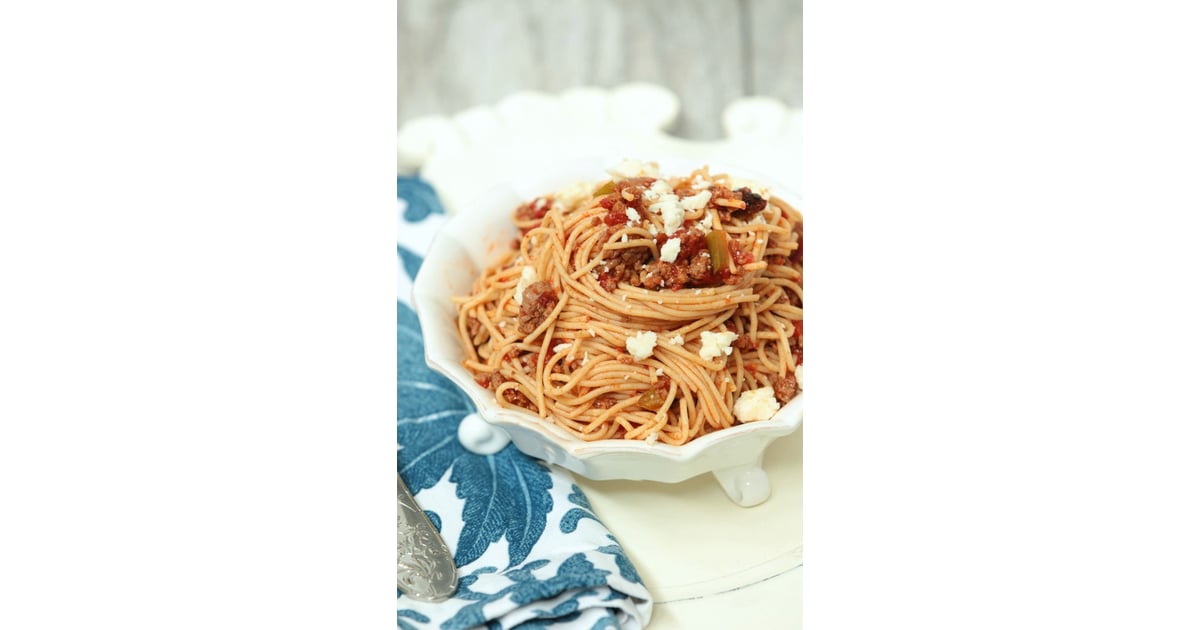 Spaghetti With Ground Beef, Chipotle, and Cotija Cheese