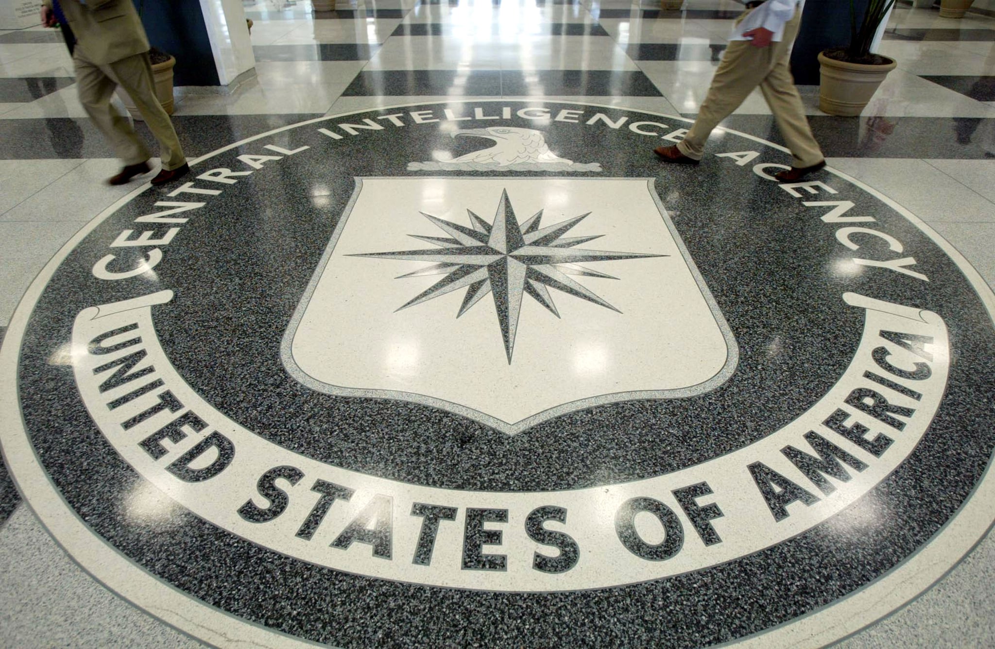 LANGLEY, VA - JULY 9: The CIA symbol is shown on the floor of CIA Headquarters, July 9, 2004 at CIA headquarters in Langley, Virginia. Earlier today the Senate Intelligence Committee released its report on the numerous failures in the CIA reporting of alleged Iraqi weapons of mass destruction.  (Photo by Mark Wilson/Getty Images)