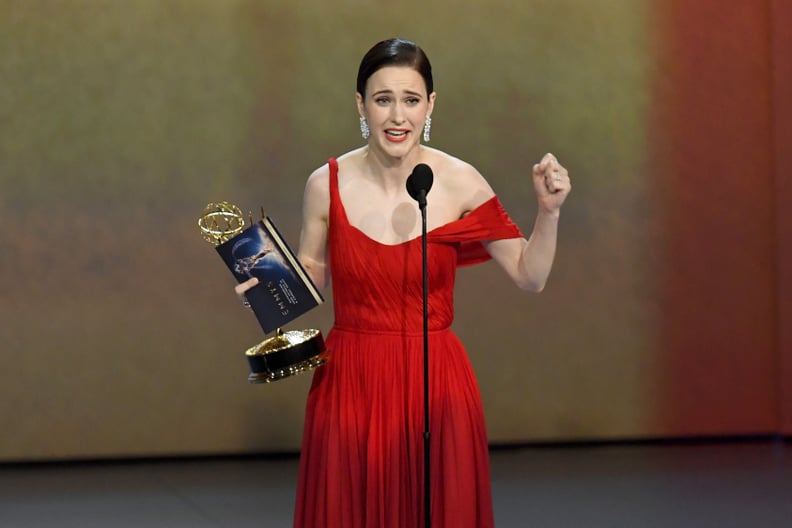 LOS ANGELES, CA - SEPTEMBER 17:  Rachel Brosnahan accepts the Outstanding Lead Actress in a Comedy Series award for 'The Marvelous Mrs. Maisel' onstage during the 70th Emmy Awards at Microsoft Theater on September 17, 2018 in Los Angeles, California.  (Ph