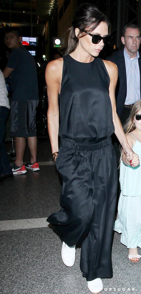 Victoria Wearing a Black Silk Jumpsuit, April 2016