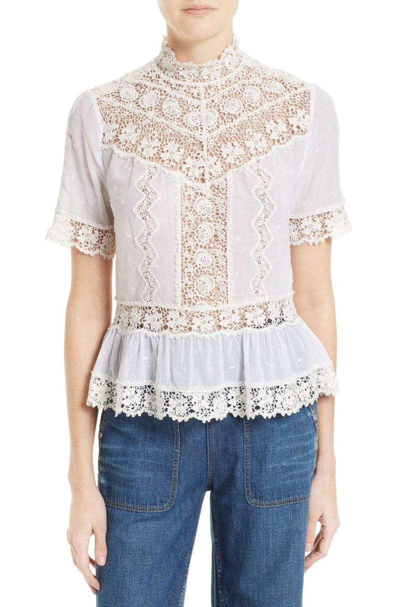 Rebecca Taylor Women's Crochet Lace Blouse