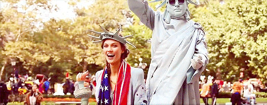 You might as well be in the parade since you're so decked out in red, white, and blue.