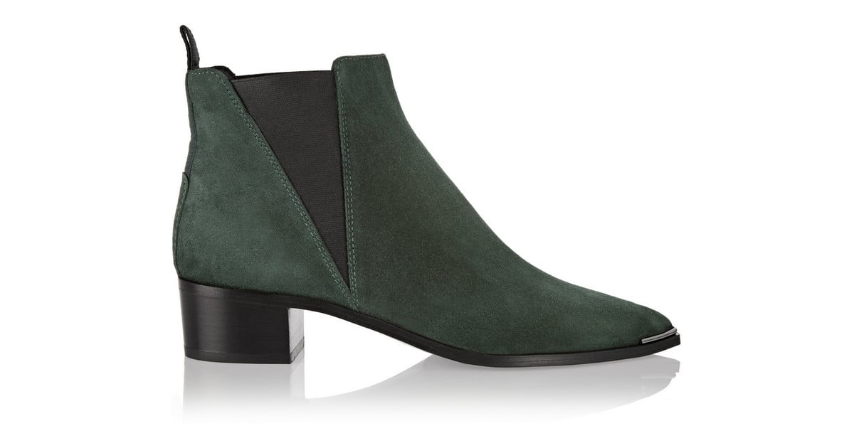Acne Studios Hunter Green Suede Ankle Boots (560) Fall Boot Trends