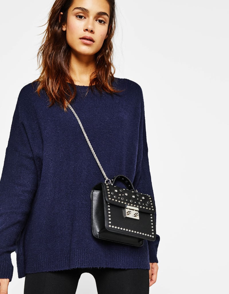 Bershka Studded Handbag with Buckle