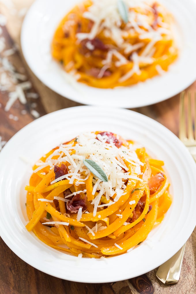 Roasted Butternut Squash Noodles With Crispy Prosciutto, Browned Butter, and Sage