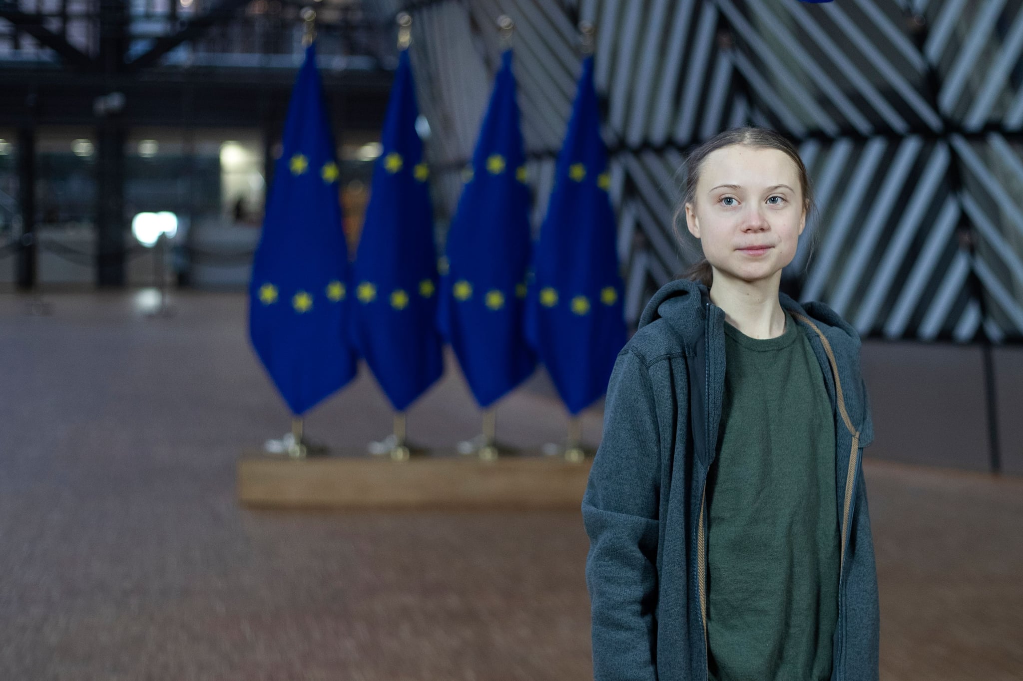 Swedish environmentalist Greta Thunberg speaks to journalists during a meeting at the Europa building in Brussels on March 5, 2020. (Photo by Kenzo TRIBOUILLARD / AFP) (Photo by KENZO TRIBOUILLARD/AFP via Getty Images)