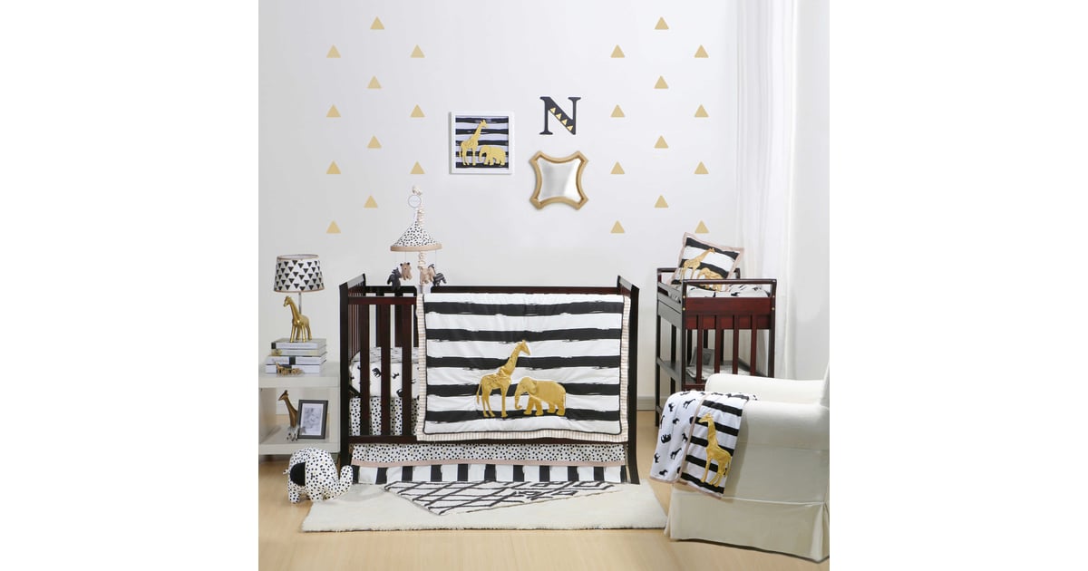The Peanut Shell Safari Crib Bedding Collection Black and White