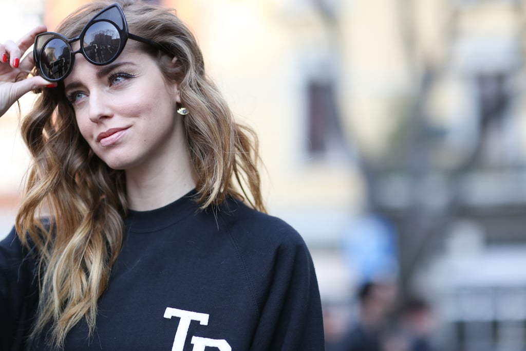 Chiara Ferragni has some serious cat-eye shades.