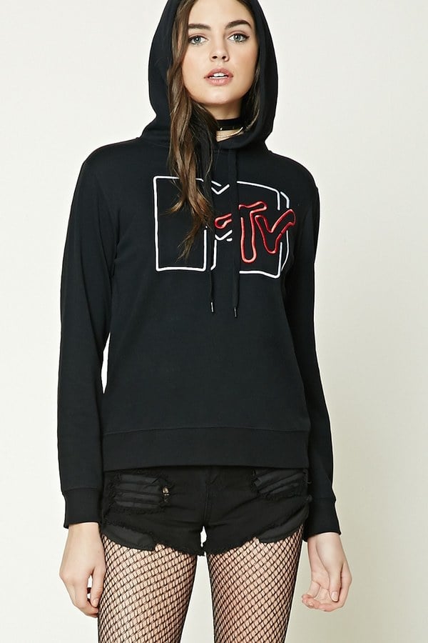 Forever 21 FOREVER 21+ Fleece MTV Hooded Sweatshirt