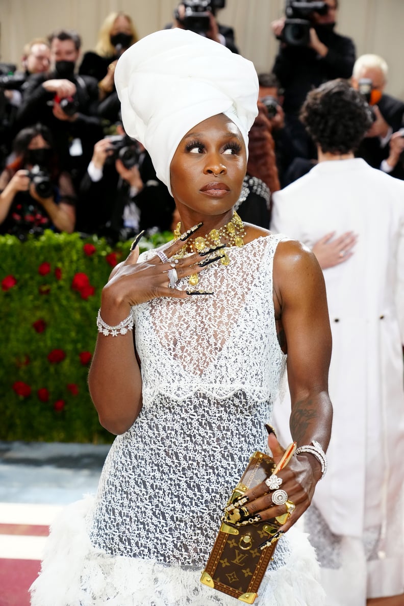 Cynthia Erivo's Gold Portrait Manicure at the 2022 Met Gala