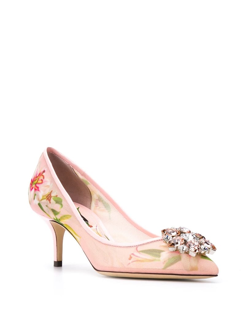 Dolce & Gabbana Lily Print Pumps With Brooch