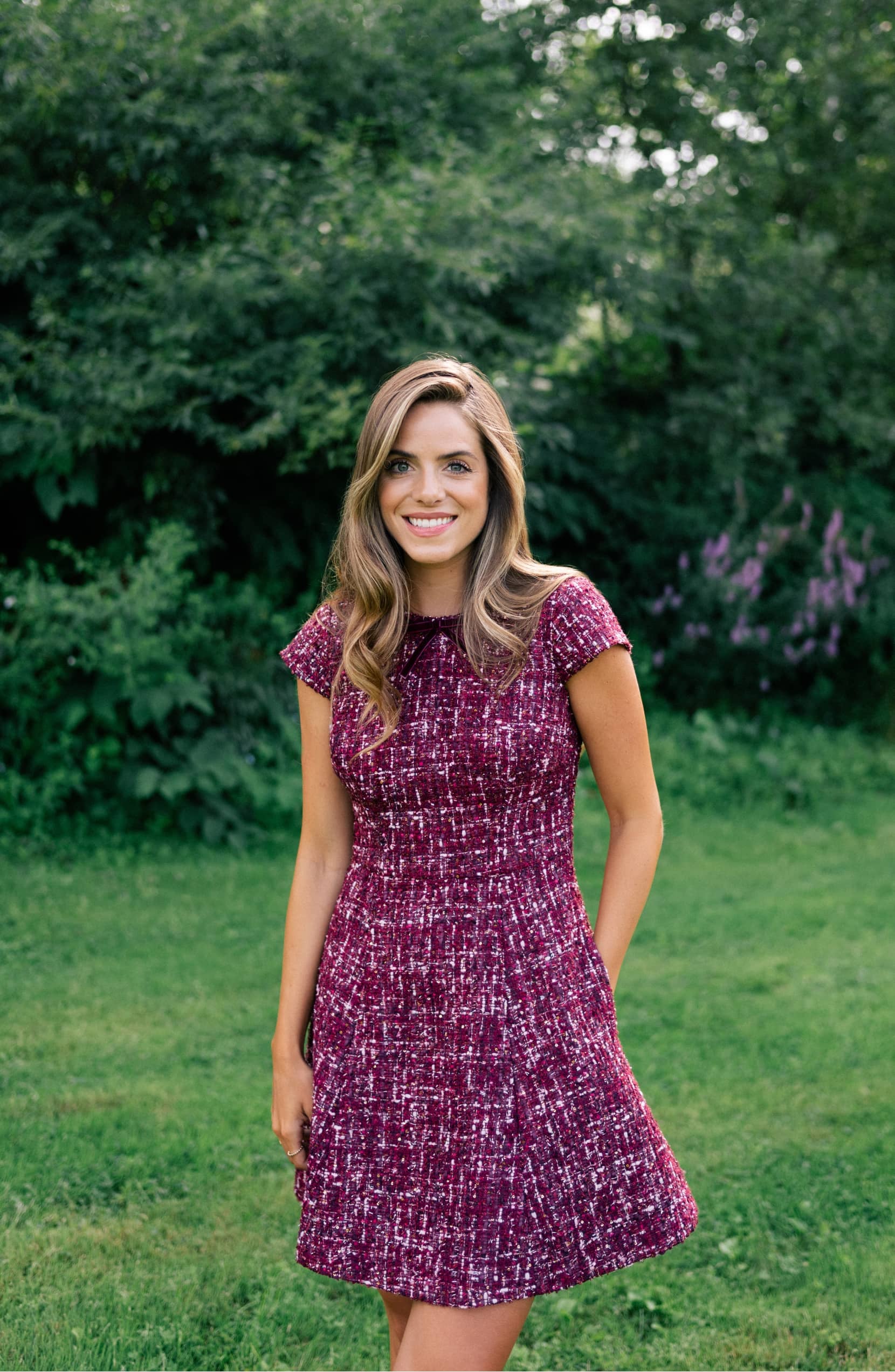 adair pink passion rose jacquard fit & flare dress