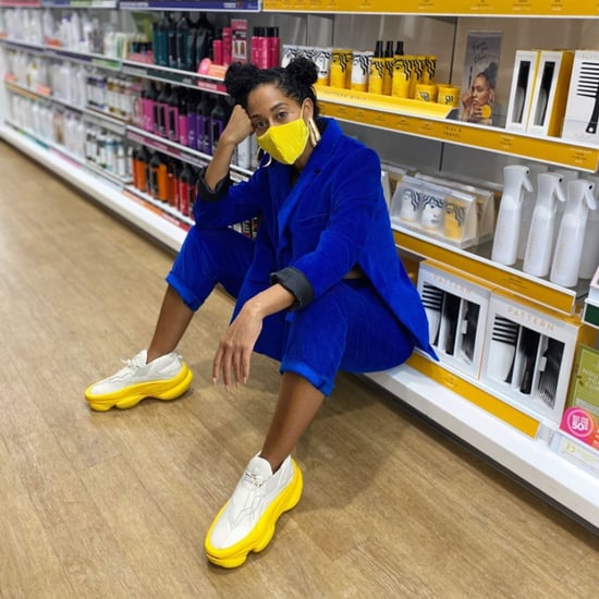 Tracee Ellis Ross's Yellow Pyer Moss Sneakers and Face Mask