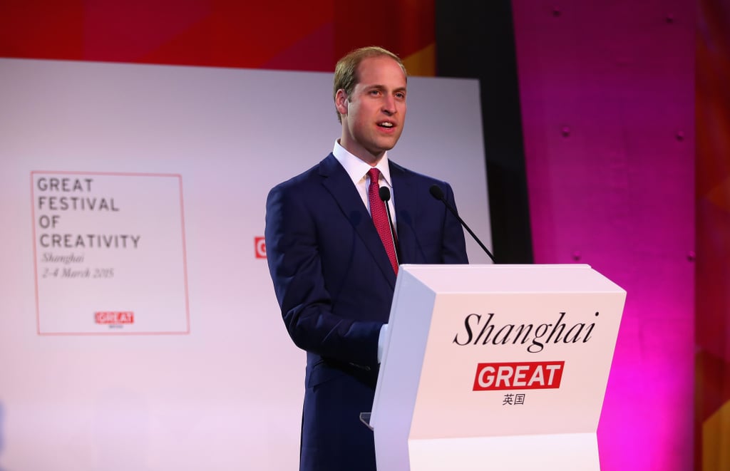 Prince William spoke at the GREAT Festival of Creativity in Shanghai on Monday.