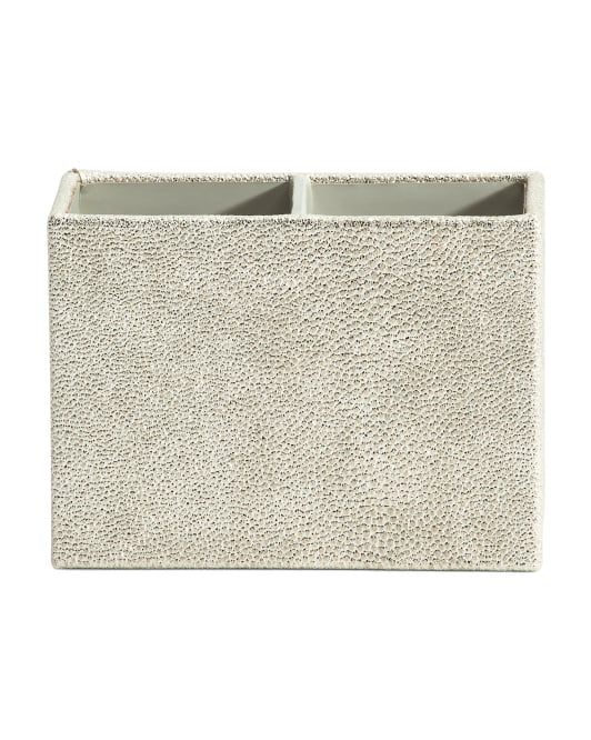 Faux Shagreen 2-Section Pencil Cup