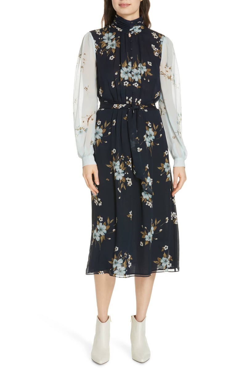 Joie Abbryana Silk Chiffon High-Neck Dress