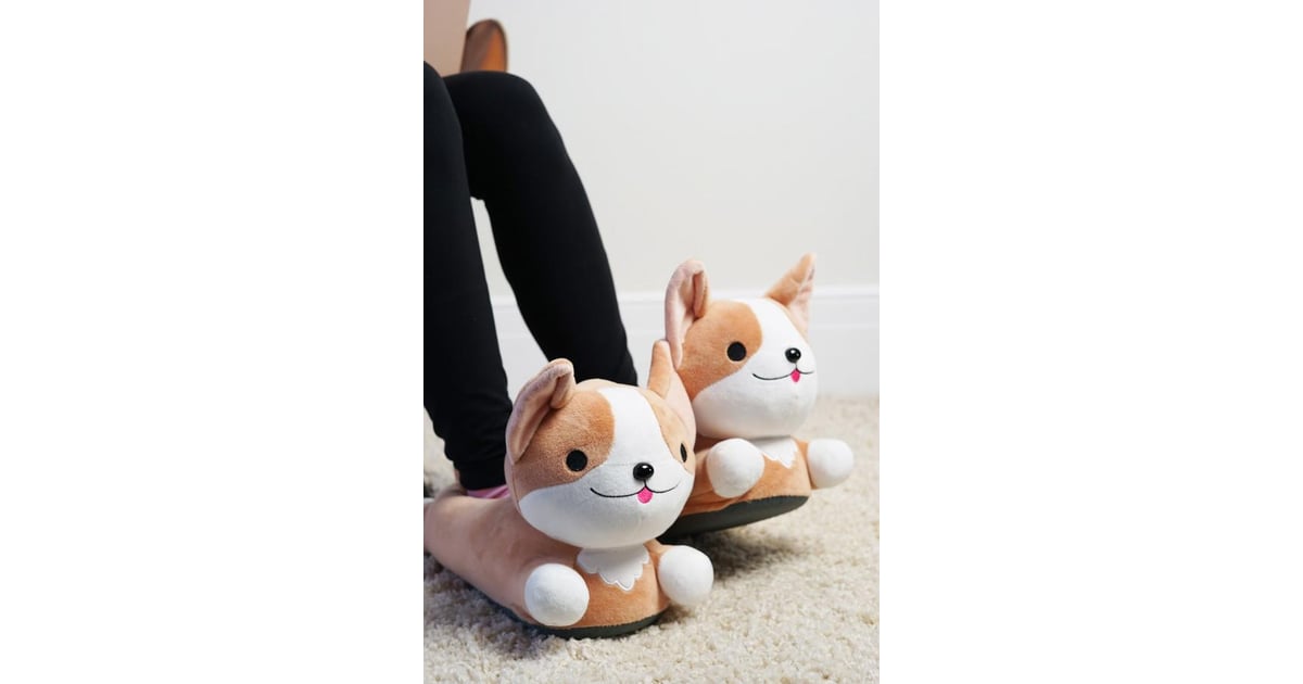 corgi plush slippers
