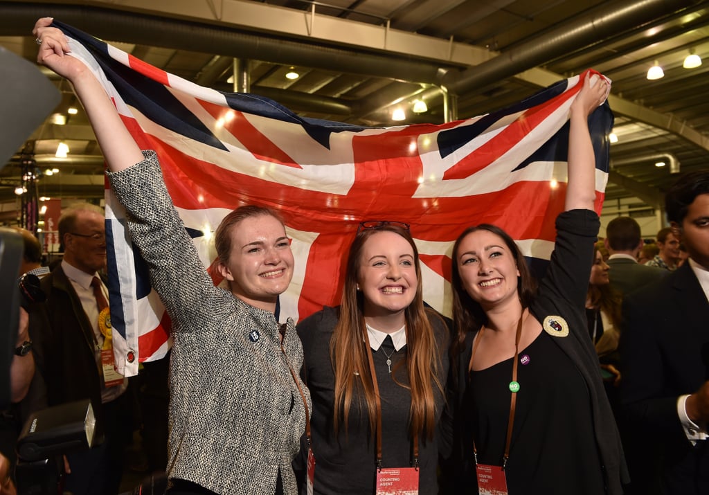"No" supporters draped themselves in the UK flag after the results were announced in Edinburgh.