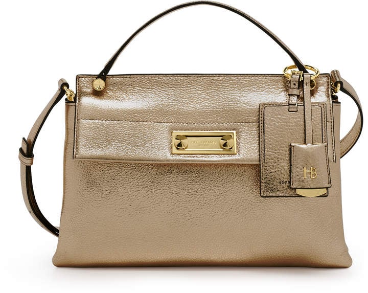 Henri Bendel Modern Icon Top Handle Metallic Satchel