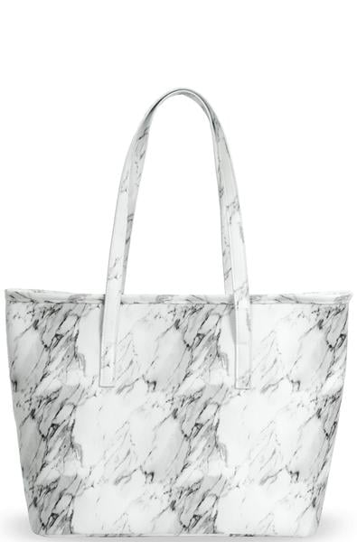 White Marble Insulated Cooler Lunch Tote Bag