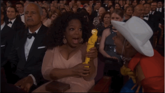 Oprah Was SO Thrilled to Receive a Lego Oscar From a Cowboy