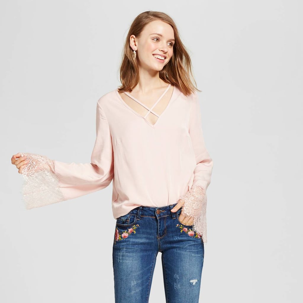 Grayson Threads Strappy Lace Bell-Sleeve Top