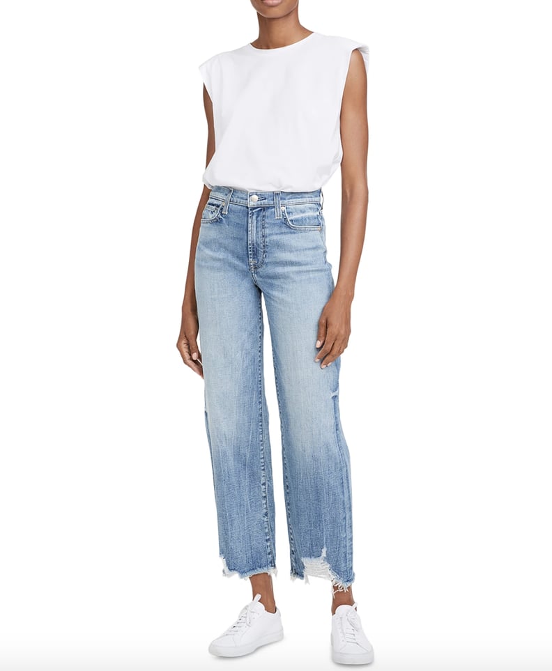 Cool Straight-Leg Jeans: 7 For All Mankind Alexa Destroyed Hem Cropped Jeans