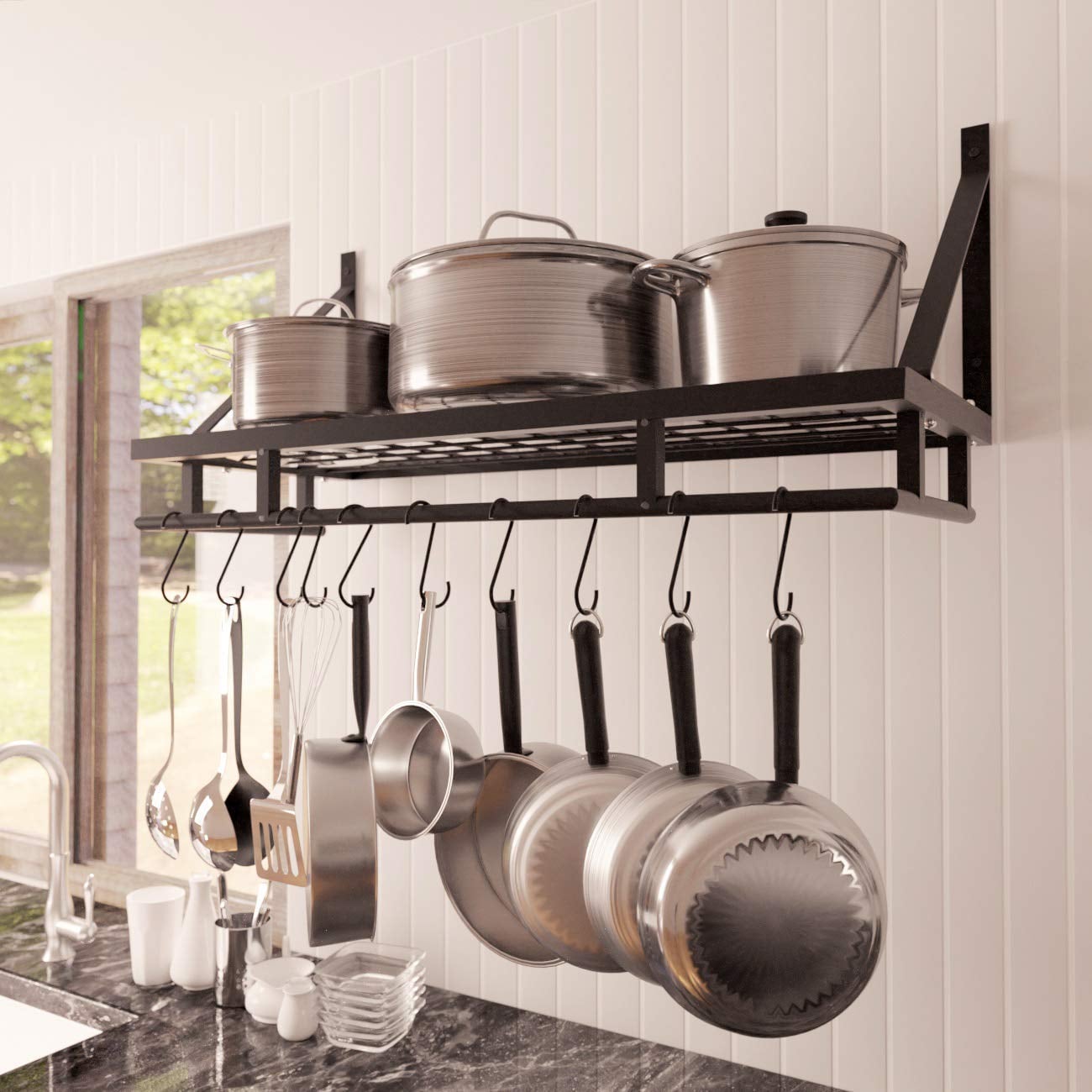 Kes Kitchen Pan Pot Rack Clear Your Countertops These Wall