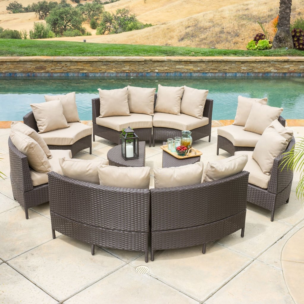 Nathan 10-Piece Dark Brown Wicker Lounge Set With Cushions