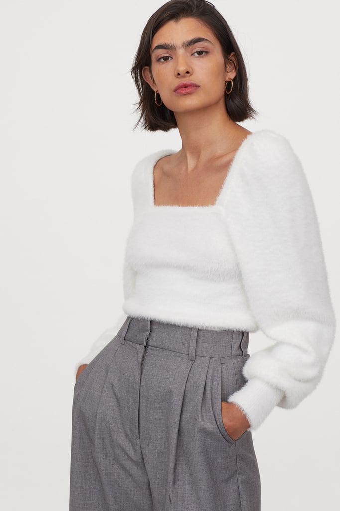 Puff-sleeved Fluffy Sweater