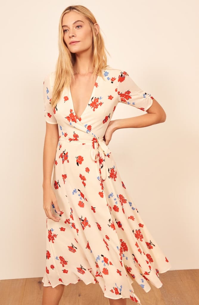 Reformation Napa Wrap Midi Dress in Chagall Flattering Reformation
