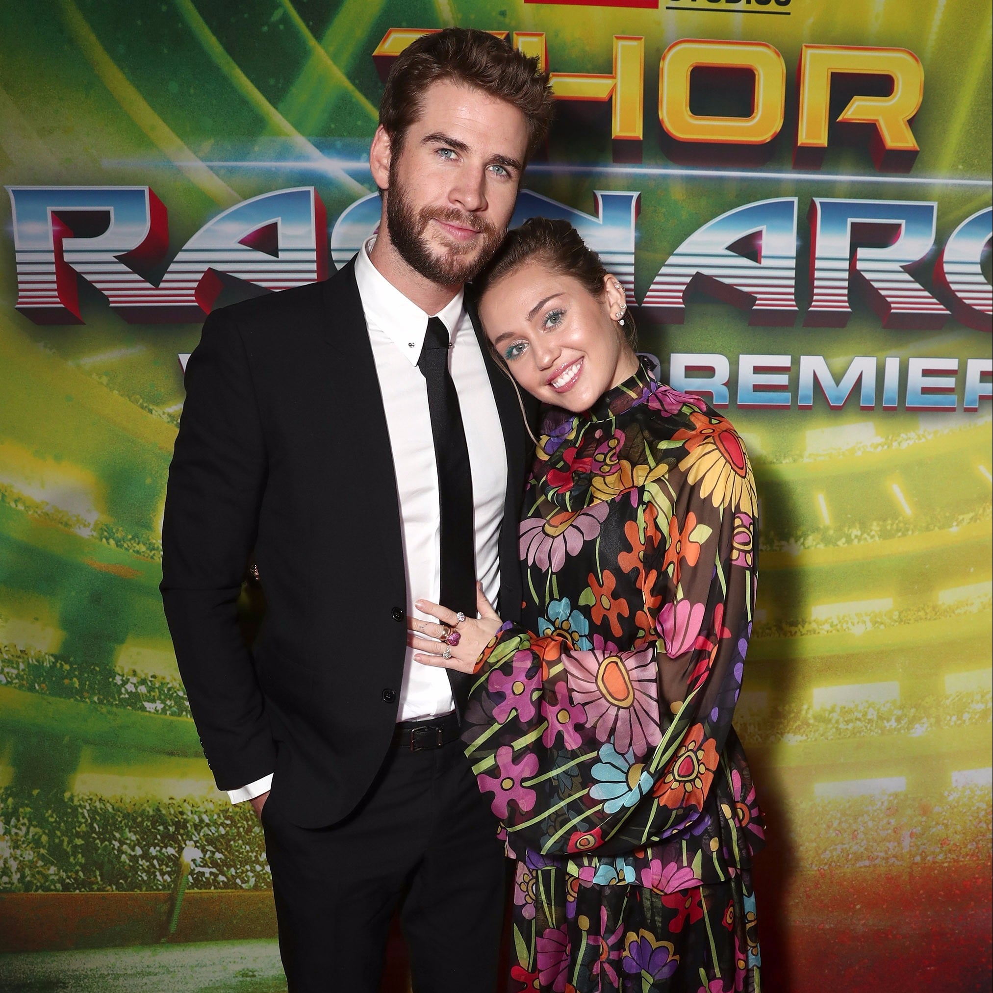 Miley Cyrus And Liam Hemsworth At Thor Ragnarok Premiere Popsugar Celebrity