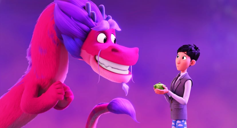 WISH DRAGON, from left: Long (voice: John Cho), Din (voice: Jimmy Wong), 2021.  Netflix /Courtesy Everett Collection