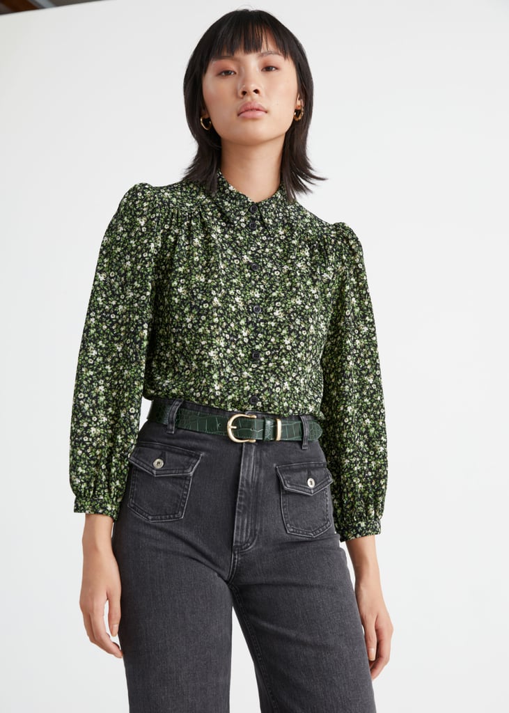 & Other Stories Gathered Crepe Button Down Blouse
