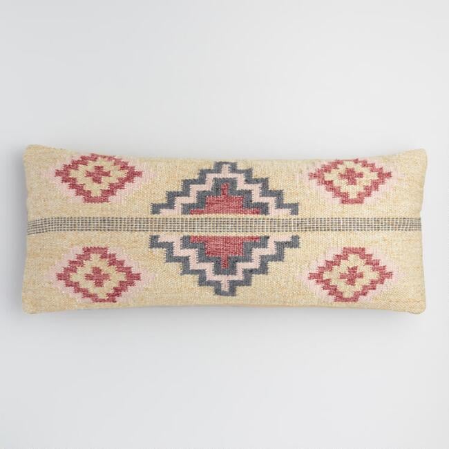 Oversized Khaki Woven Nova Indoor Outdoor Lumbar Pillow Best Outdoor