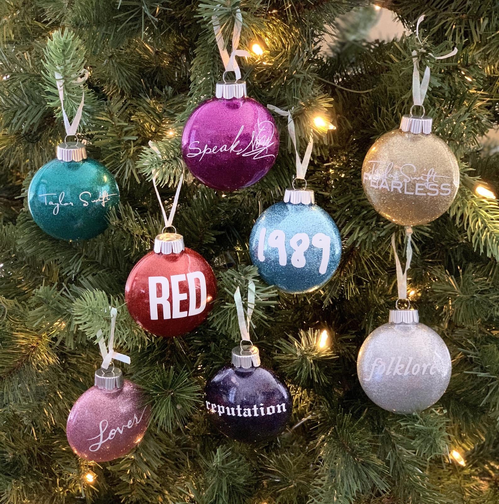 Taylor Swift Album-Inspired Christmas Ornaments