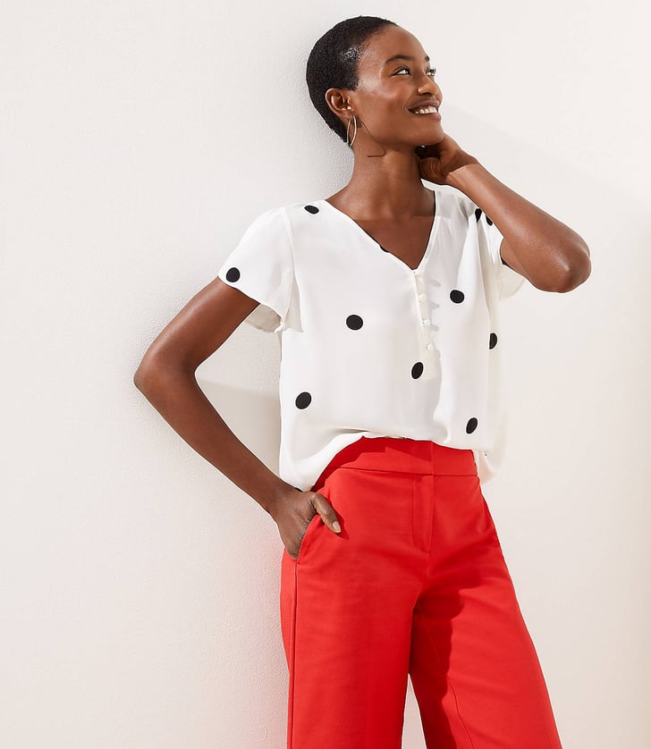 Loft Dot Buttoned Petal Sleeve Top These 15 Cute Work Tops Will