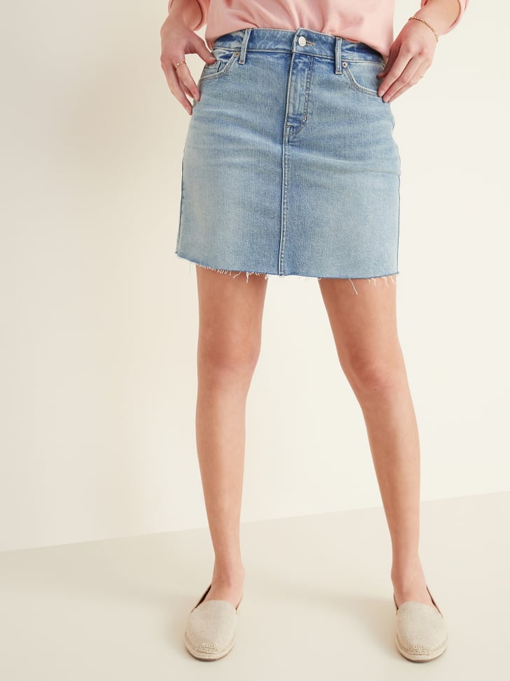 frayed hem jean skirt