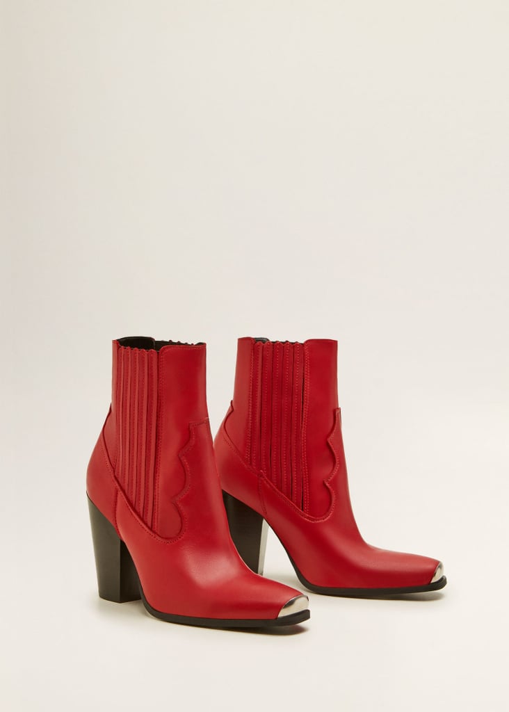 Mango Leather Cowboy Ankle Boots