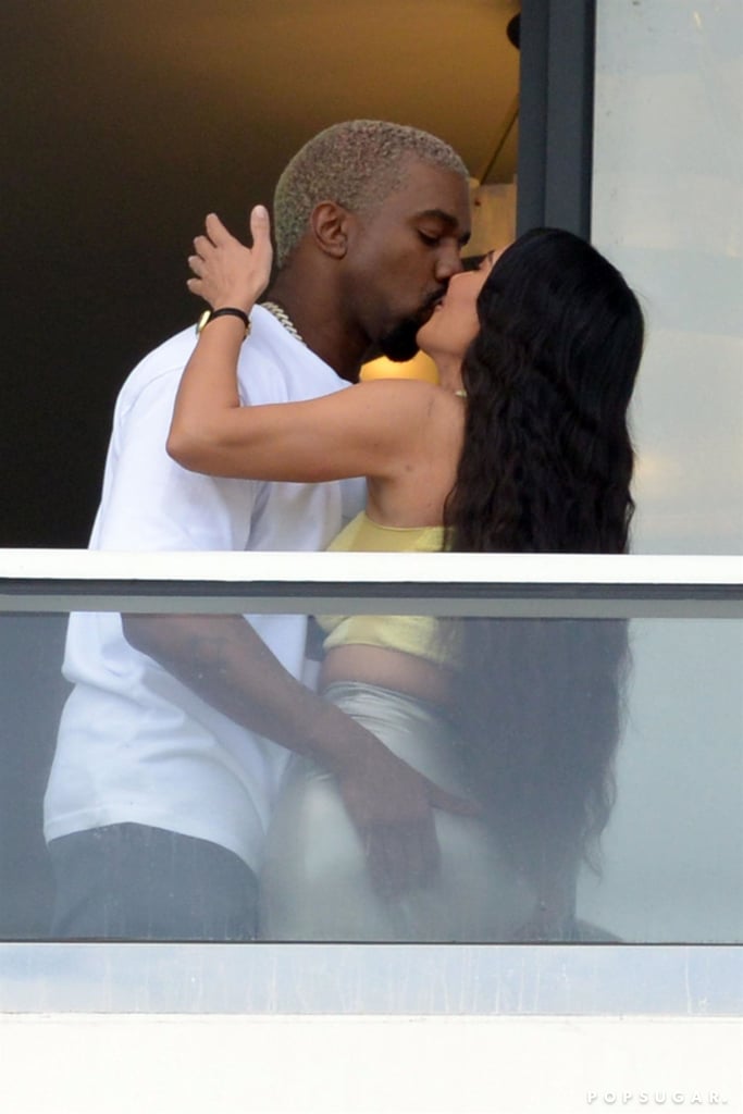 Kim Kardashian and Kanye West Kissing in Miami Jan. 2019