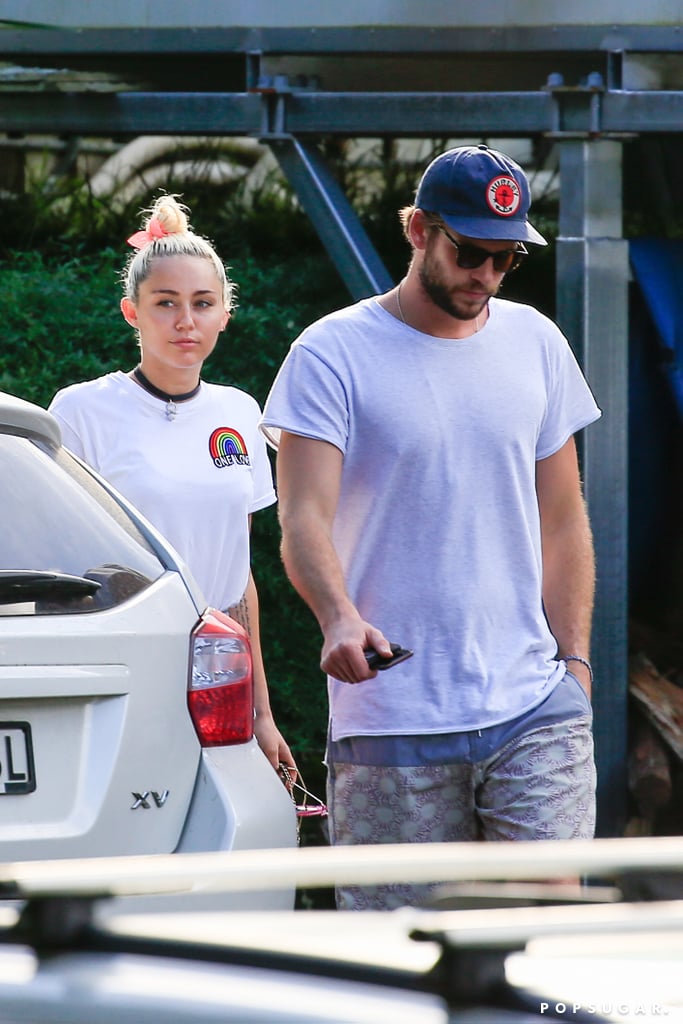 Miley Cyrus and Liam Hemsworth Having Lunch in Australia