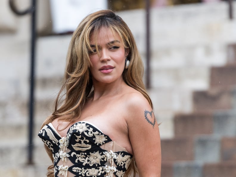 PARIS, FRANCE - JULY 7: Karol G attends the Schiaparelli Haute Couture Fall/Winter 2025/2026 show during Paris Fashion Week on July 7, 2025 in Paris, France. (Photo by Arnold Jerocki/Getty Images)