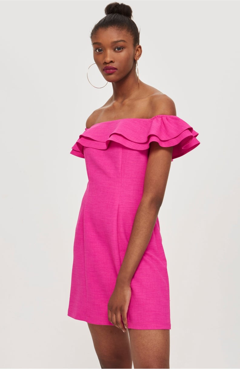 Topshop Off the Shoulder Ruffle Minidress