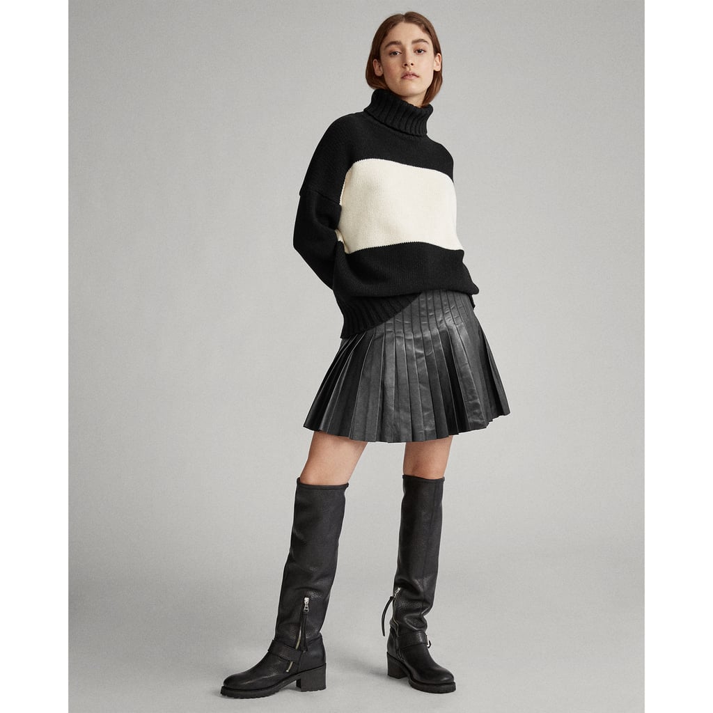 Ralph Lauren Pleated Lambskin Miniskirt