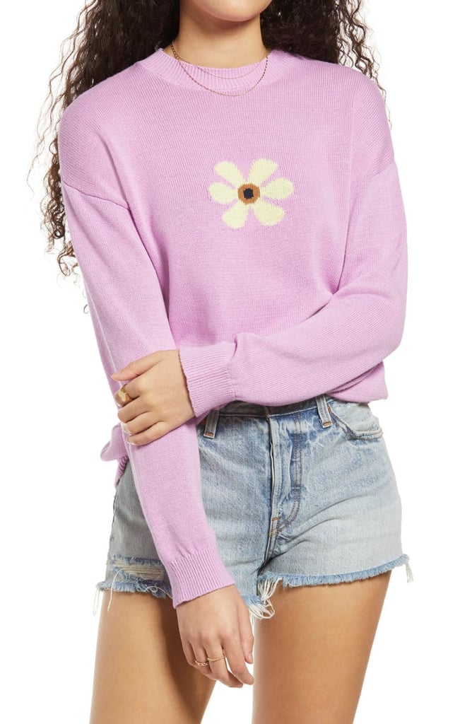 BP. Daisy Front Crewneck Sweater